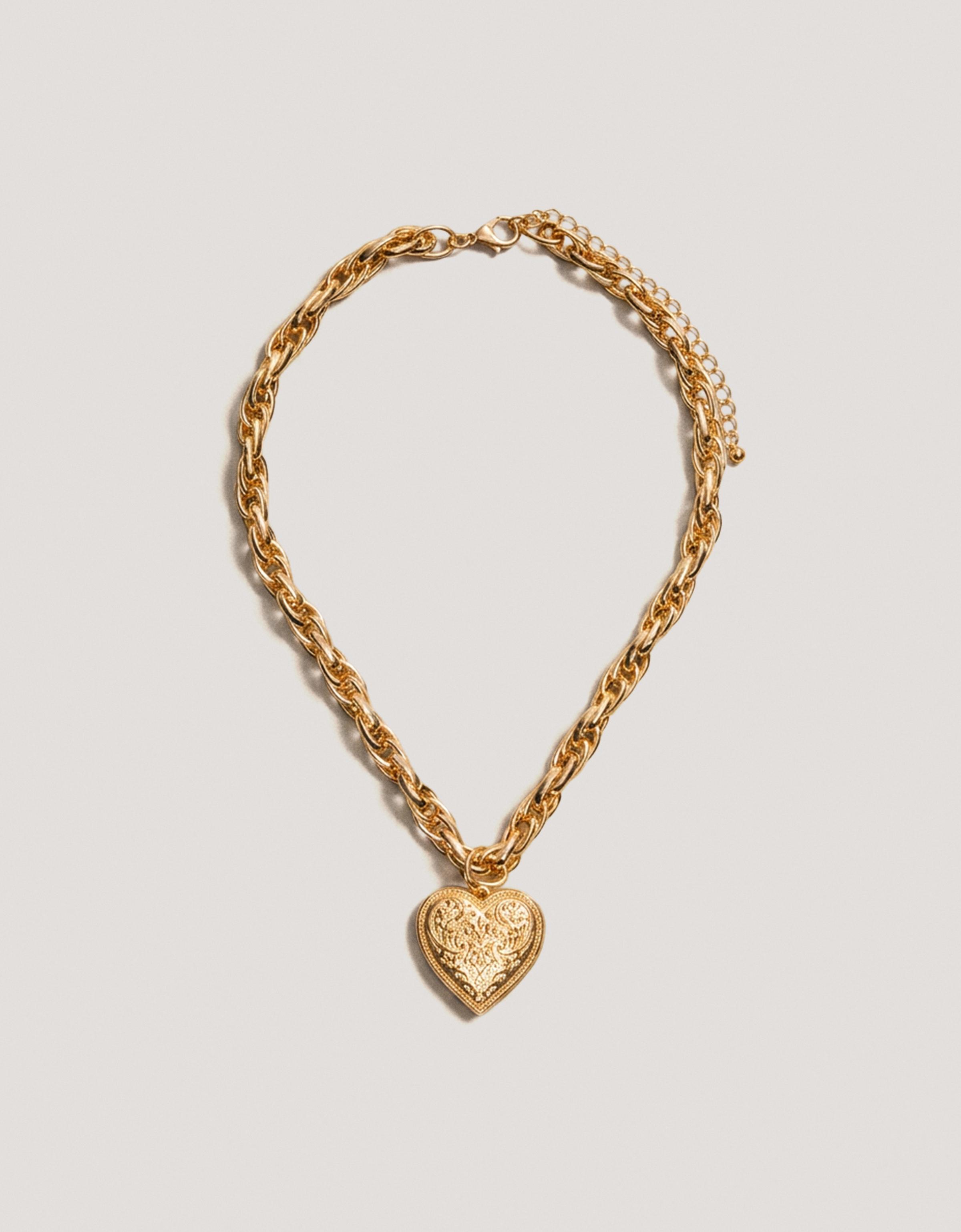 Chunky heart chain necklace — Gold