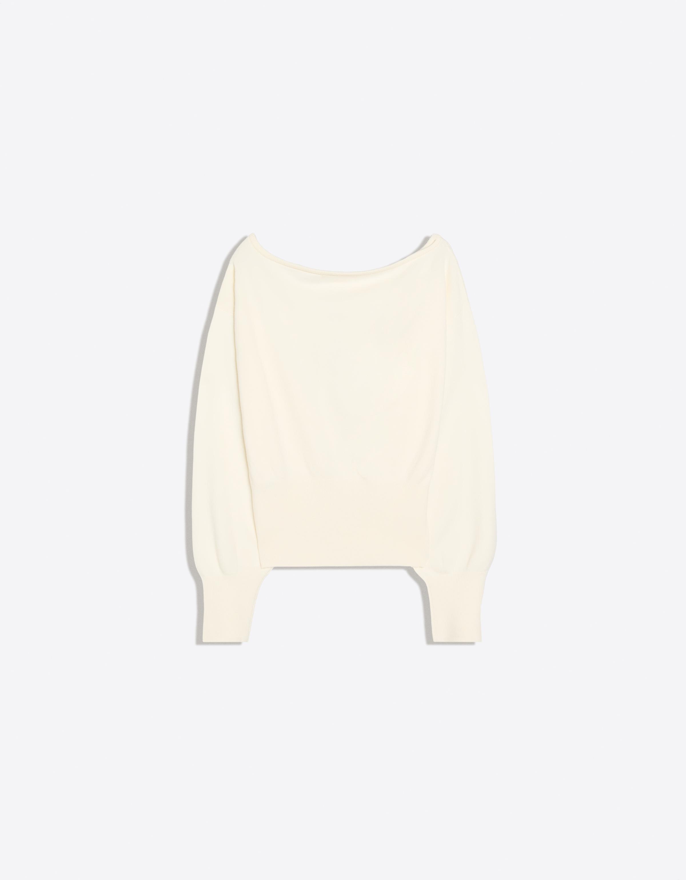 Asymmetric neck jumper — Cream