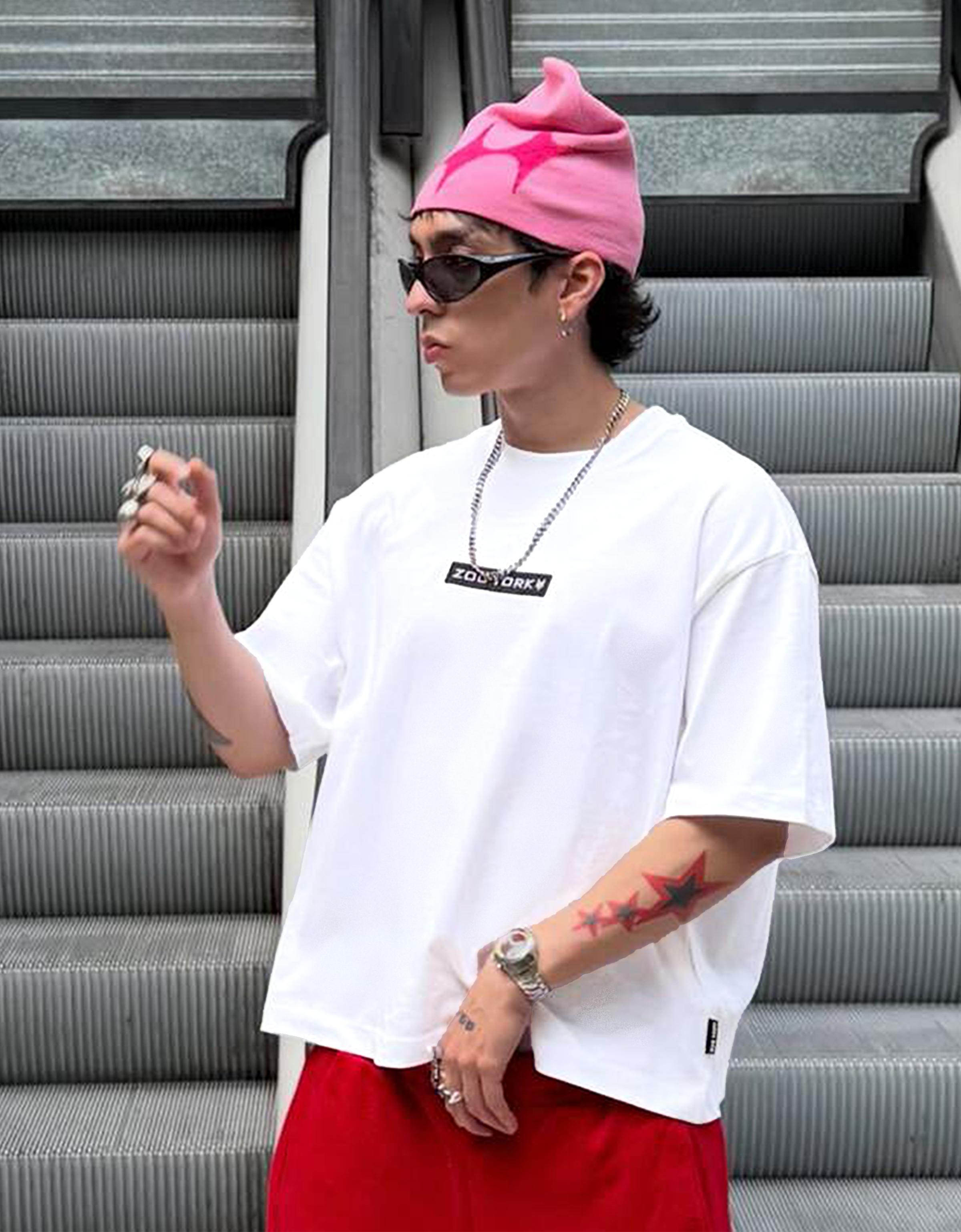 Bershka Czapka Beanie Z Dzianiny We Wzór W Gwiazdy Mężczyzna Różowy