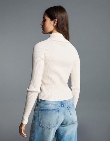 High-neck button cardigan — Cream 2