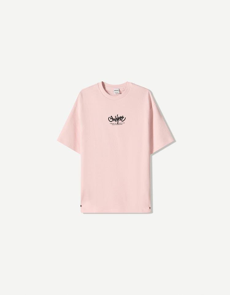 T-shirt de manga curta de felpa com estampado