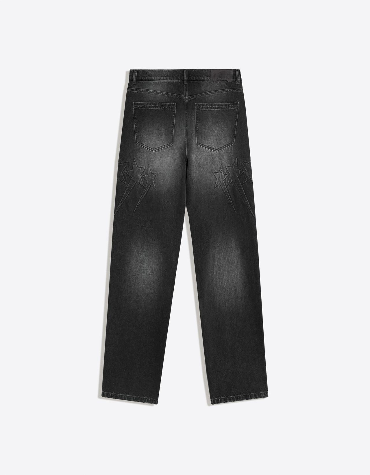 Embossed detail baggy jeans — Black