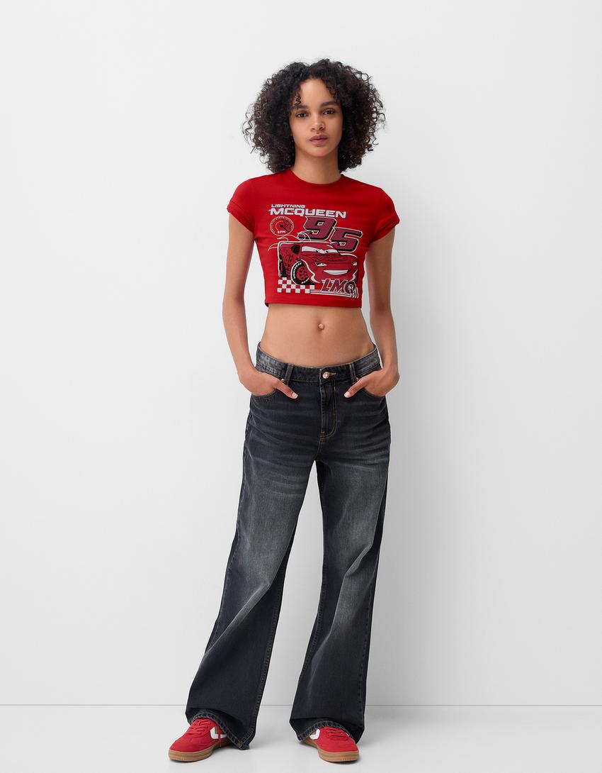 Kısa kollu araba baskılı t-shirt-Kırmızı-3