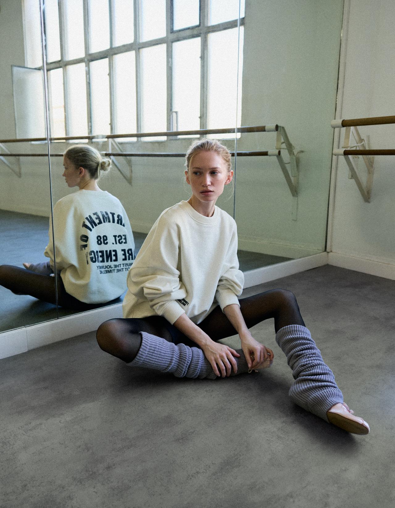 Print round neck sweatshirt — Oats