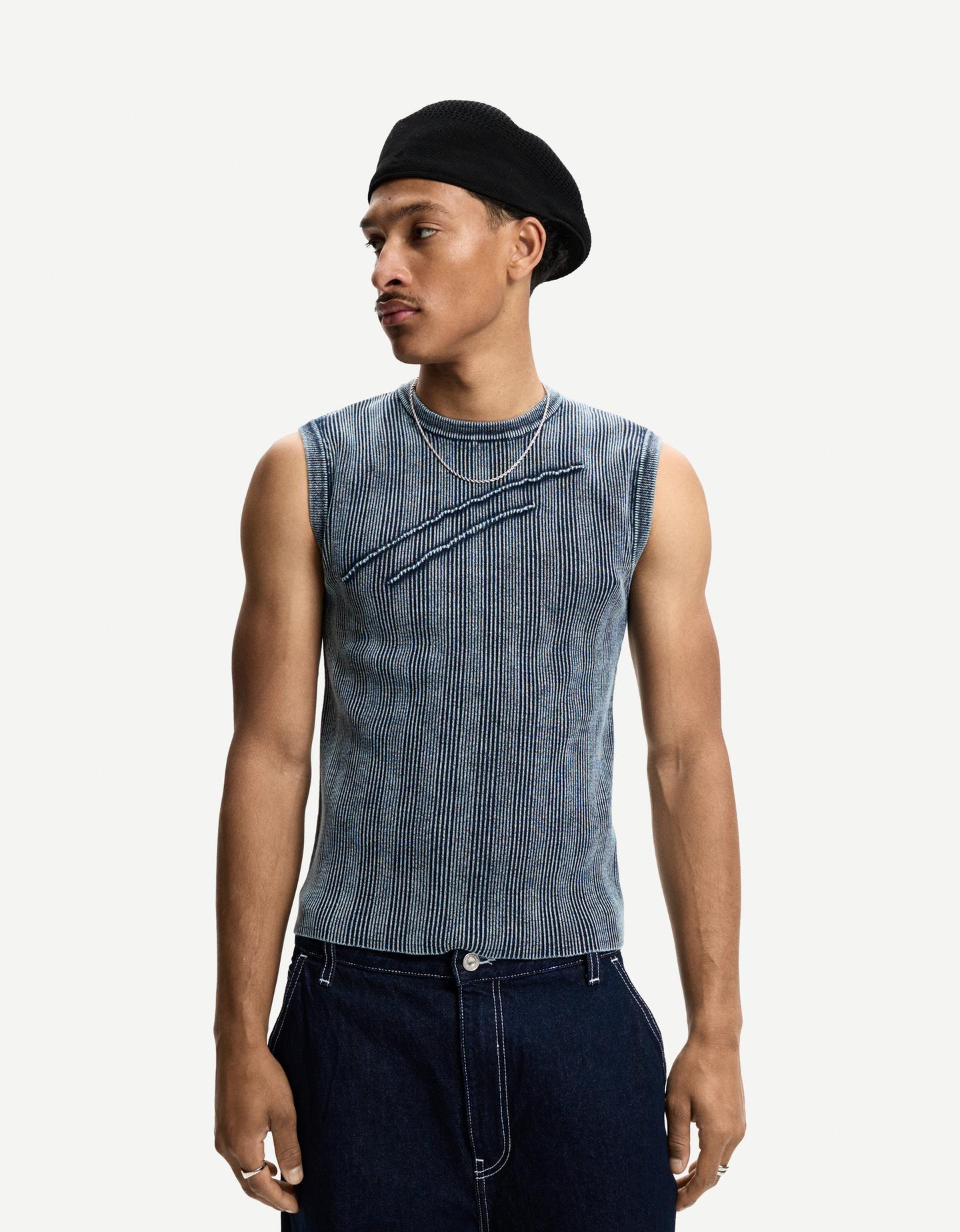 Bershka Chaleco Efecto Lavado Hombre S Azul Lavado
