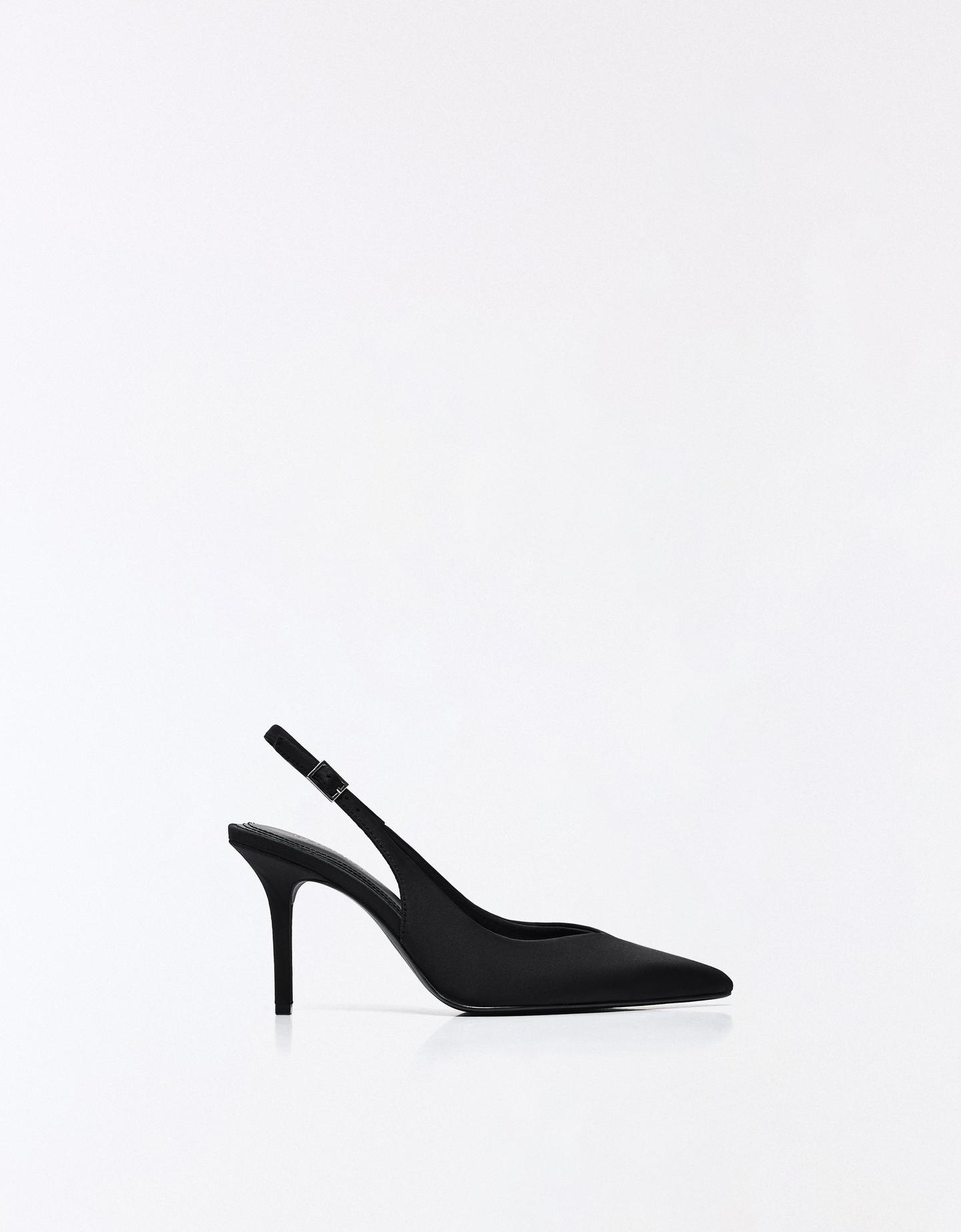 Bershka Zapato Tacón Destalonado Mujer Negro