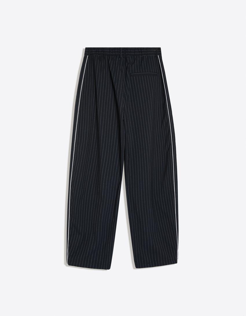 Super baggy pinstripe trousers-Navy