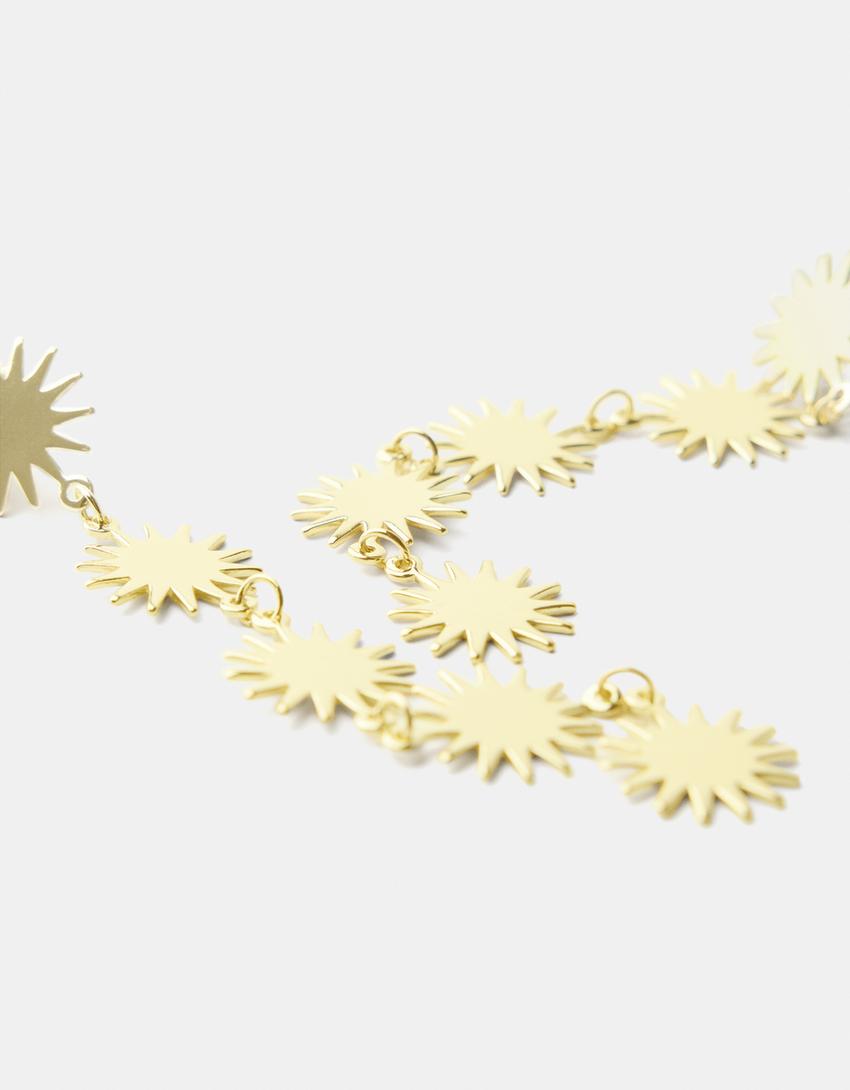 Boucles d’oreilles pendantes soleils-Or-2