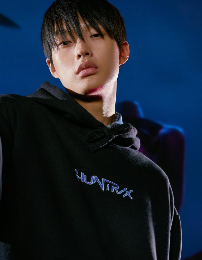 Sweat à capuche KPop Demon Hunters Huntr/x filtre numérique-Noir