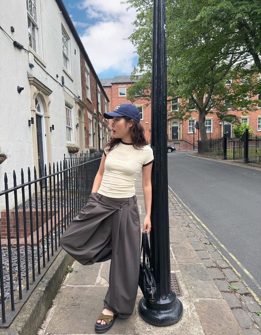 Pantalon tailoring taille croisée-Taupe-3