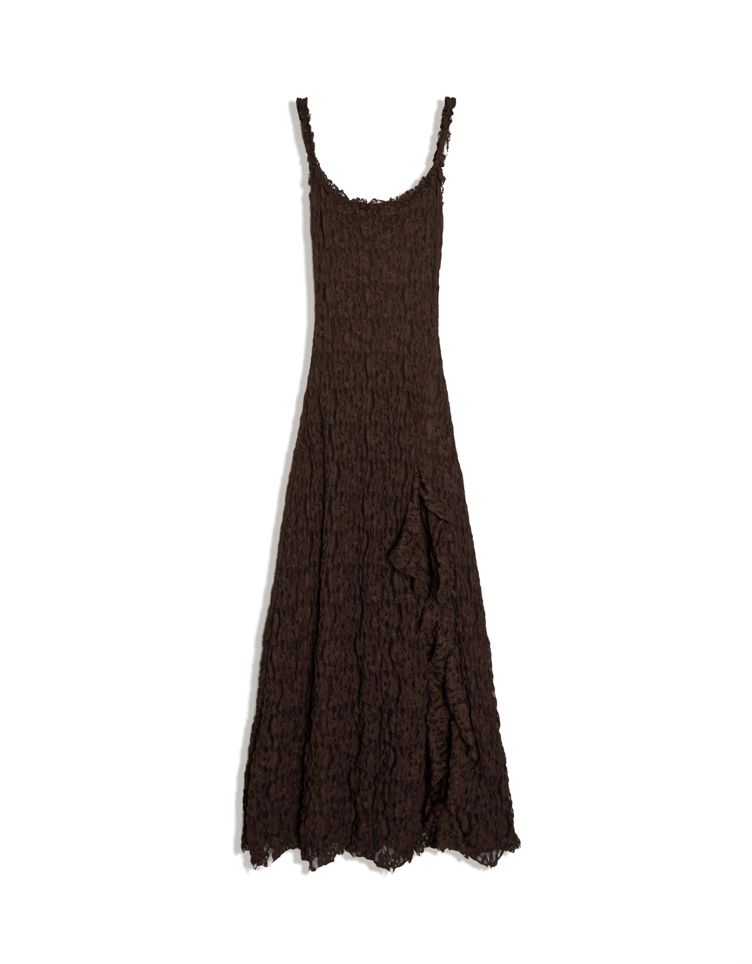 Lace midi dress — Brown
