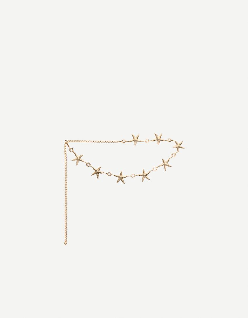 Cinto com corrente e estrelas do mar-Dourado