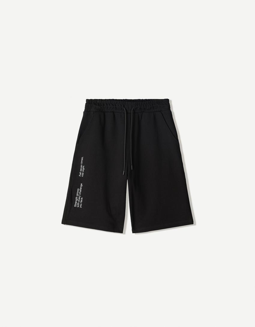 Bermuda felpa print-Negro-3