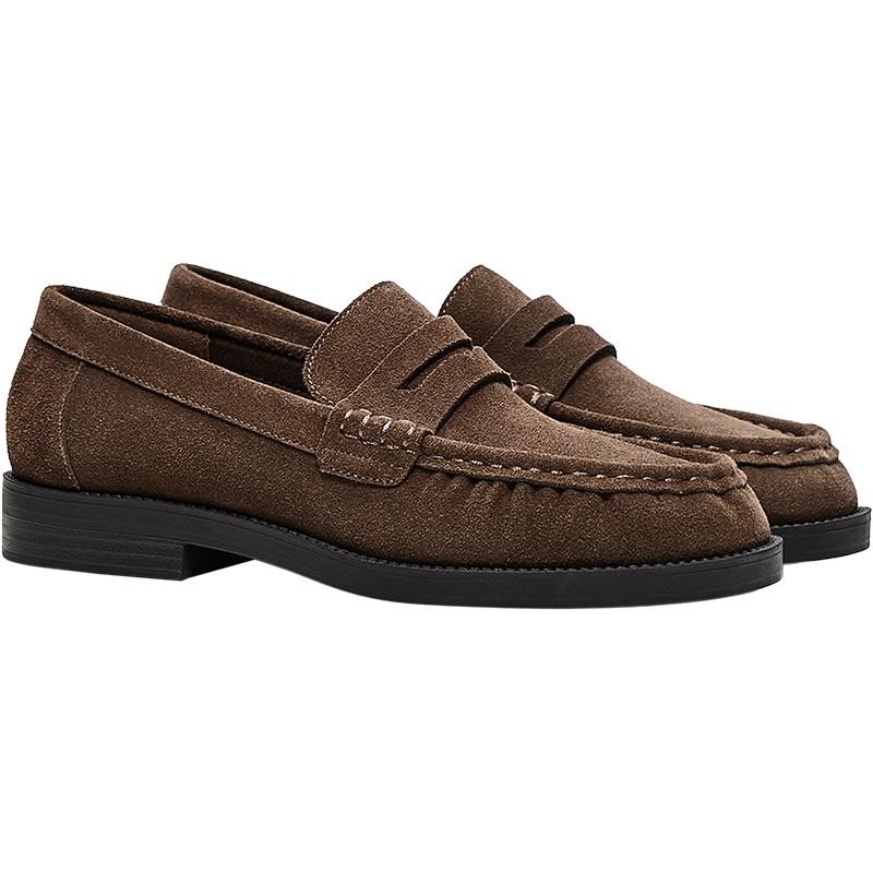 Leather loafers with slim sole — Tan