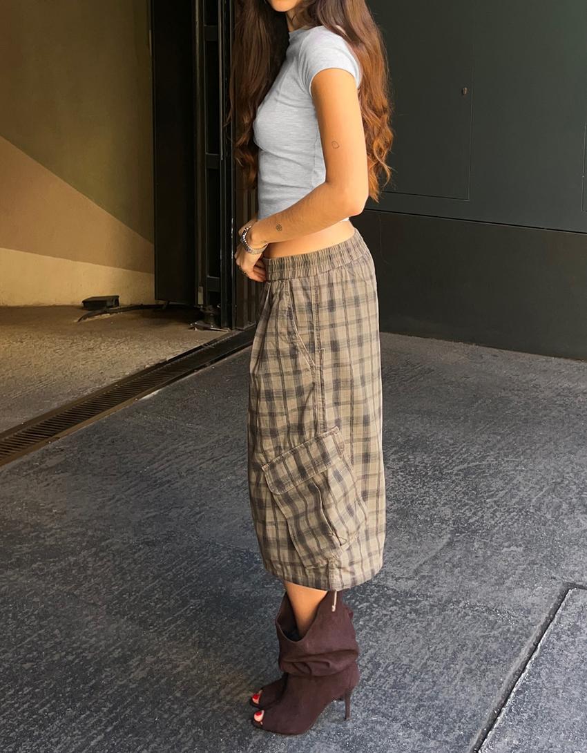 Checked Bermuda shorts-Grey