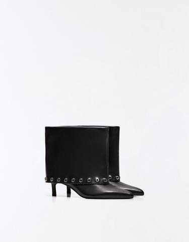 STUDDED TROUSER HEEL ANKLE BOOTS — BLACK 5