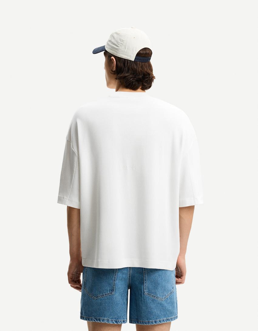 Boxy short sleeve T-shirt-White-1