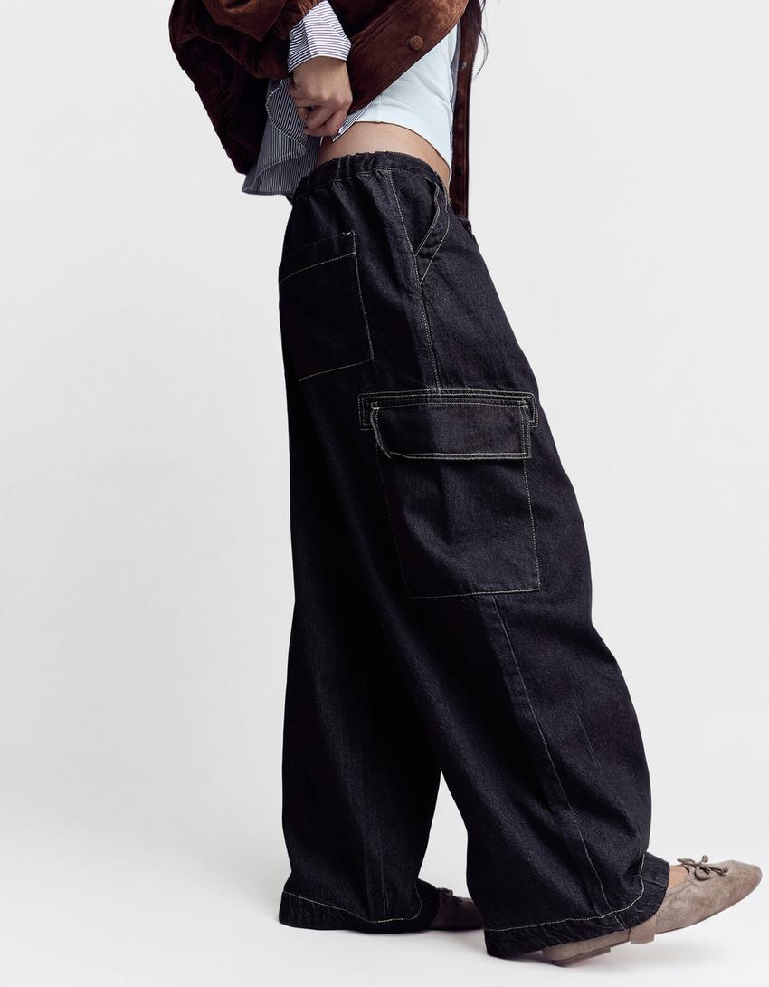 Jeans cargo parachute-Marino