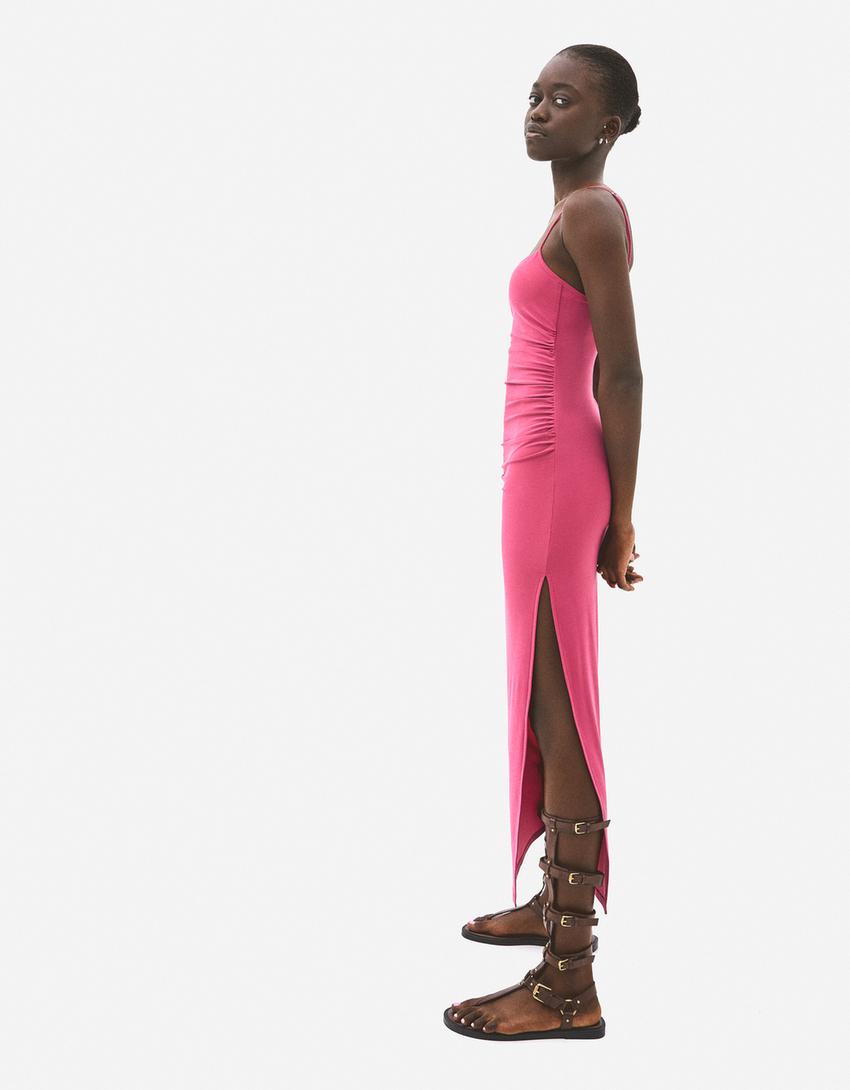 Vestido midi tirantes-Rosa-1
