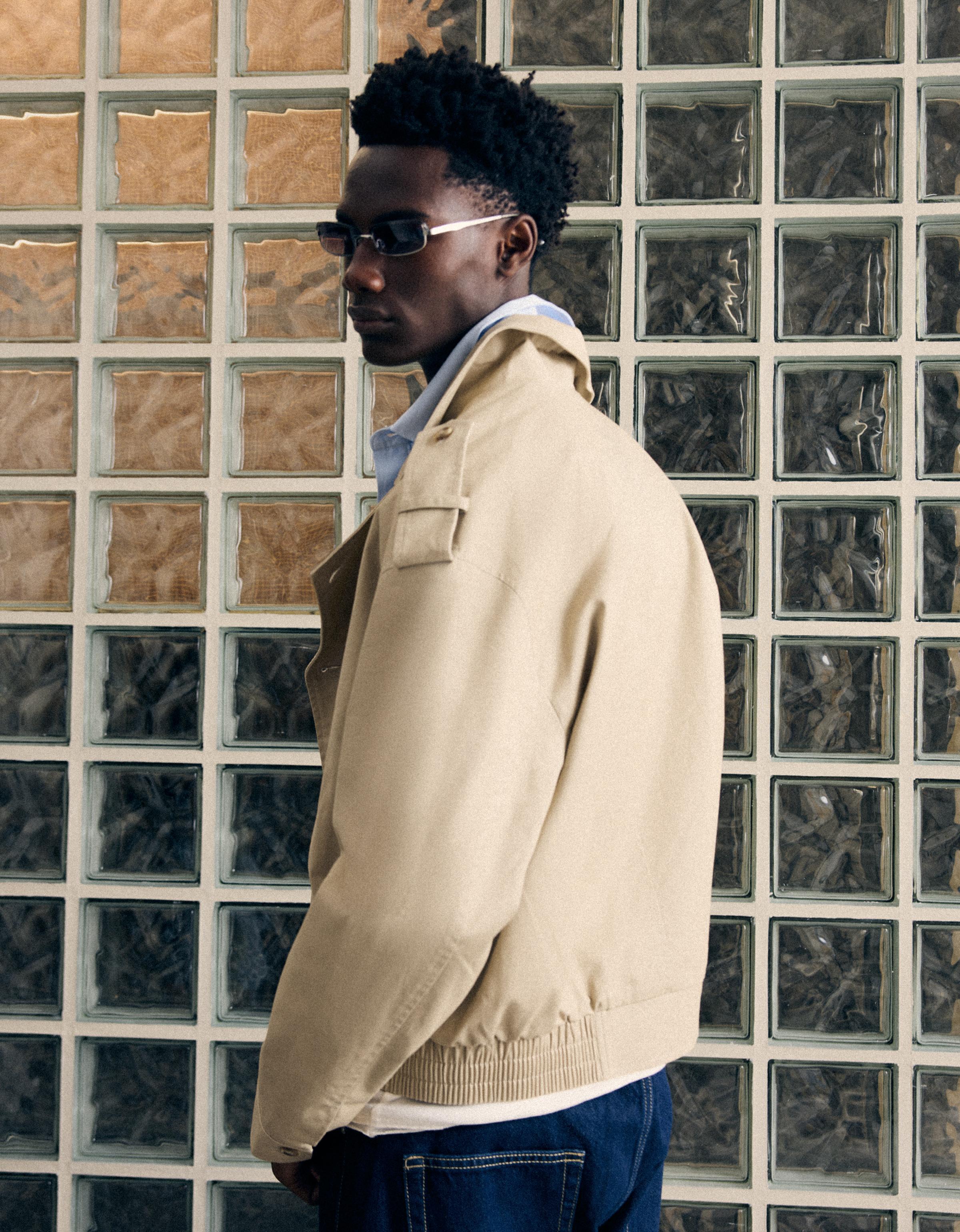 Cropped trench jacket — Camel