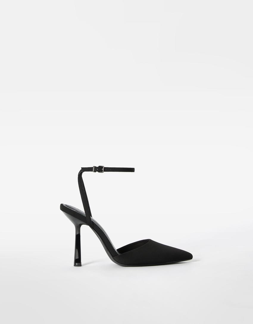 Heeled slingback strap shoes-BLACK-4