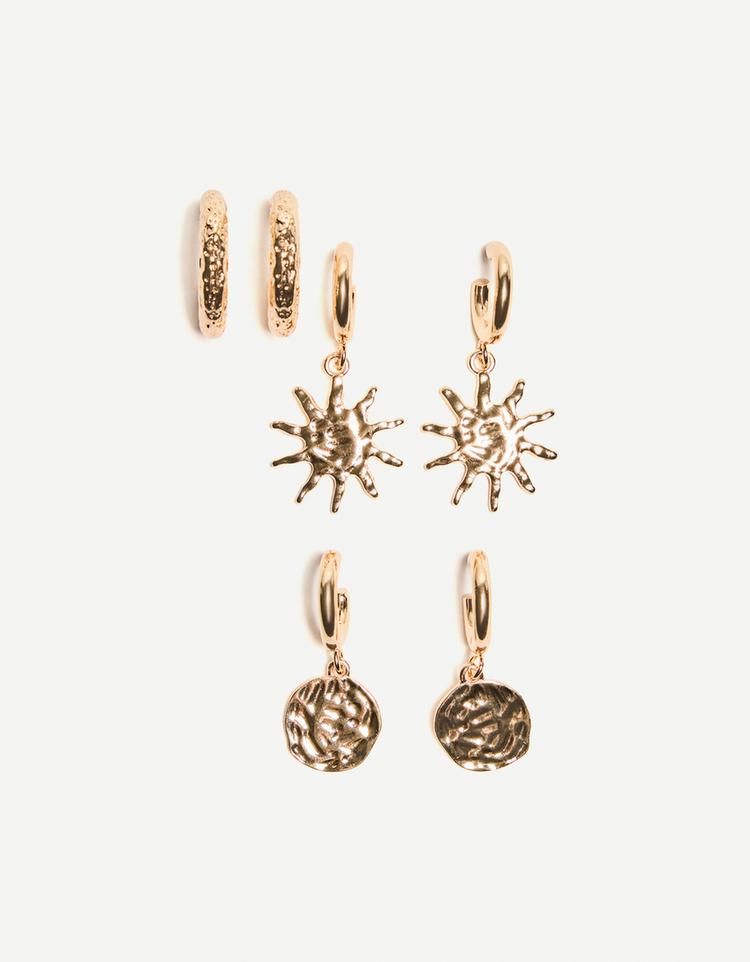 3-pack of sun earrings