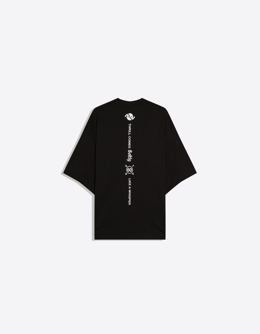 Short sleeve print T-shirt-Black