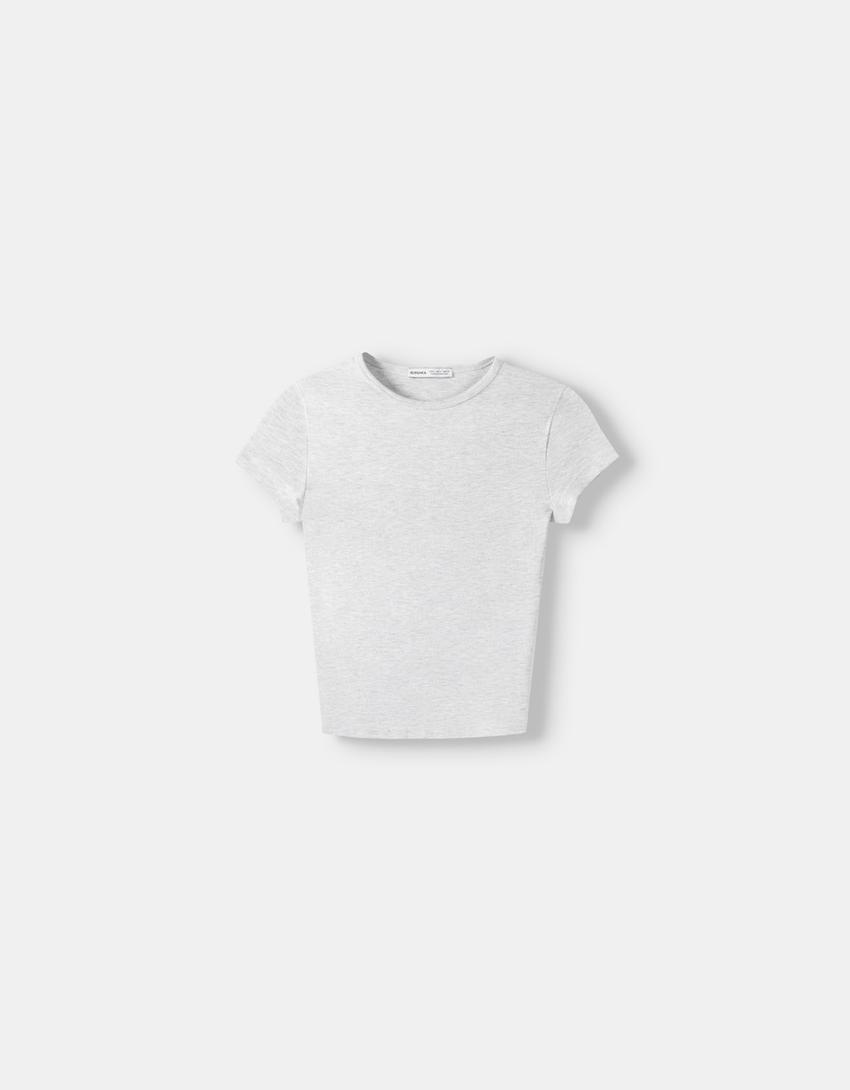 Short sleeve crew neck T-shirt-Grey-5