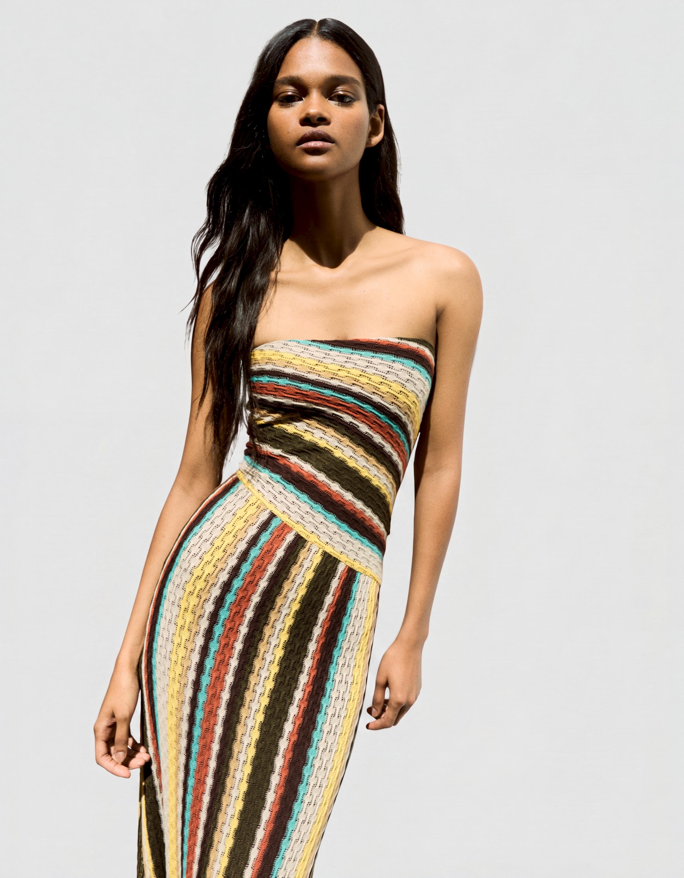 Bandeau midi dress — Brown