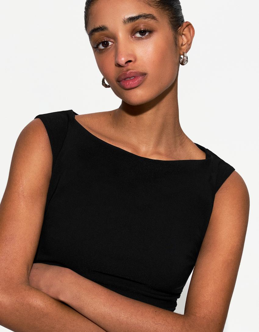 فستان ميدي مرن-أسود