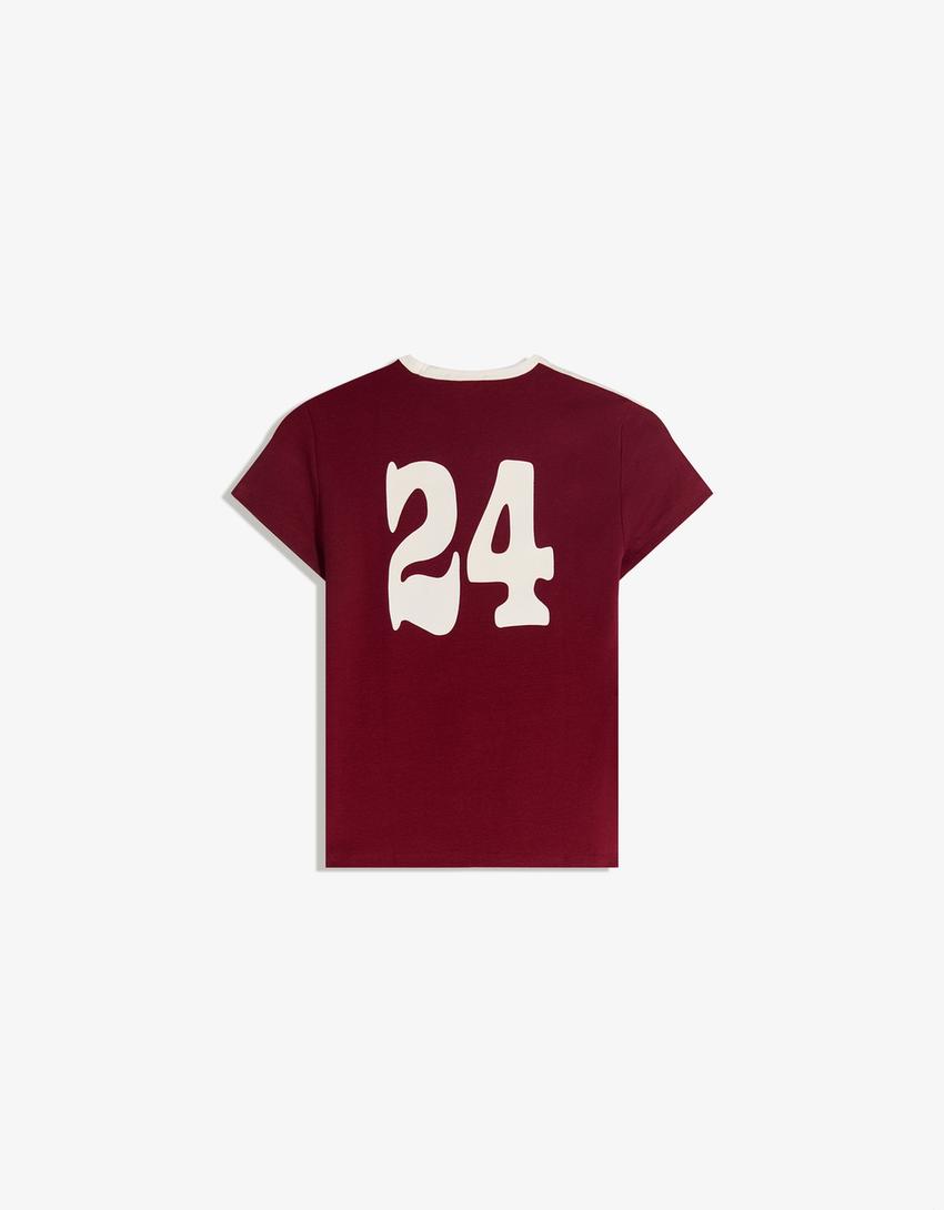 Camiseta manga corta print-Burdeos