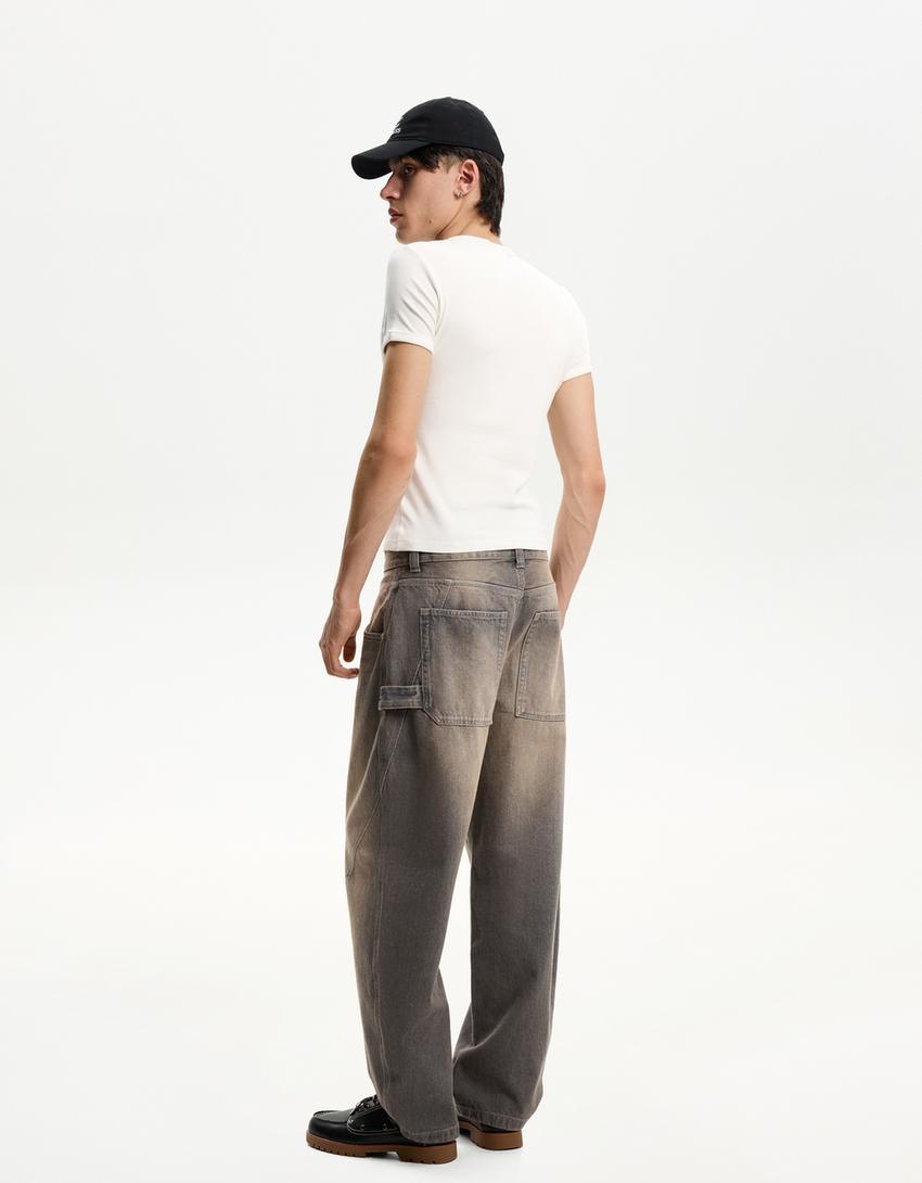 Balloon fit baggy jean-Kahverengi-1