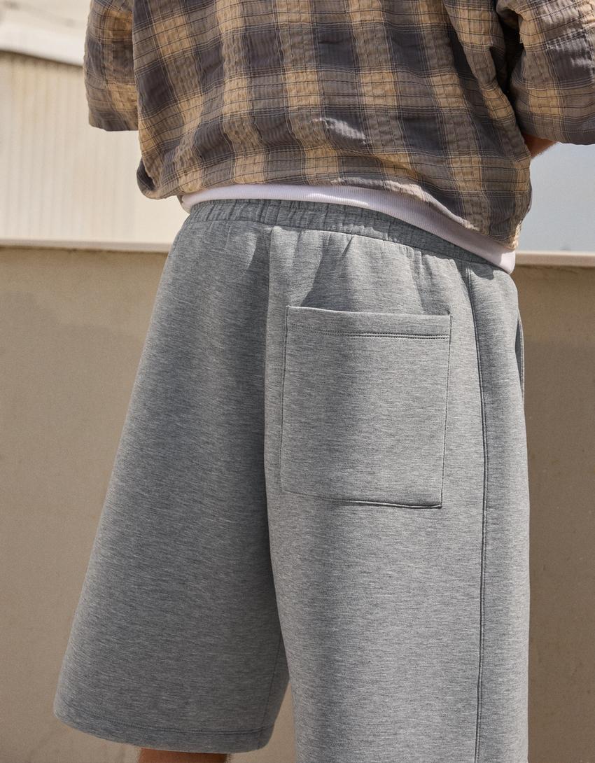 Bermuda effet néoprène oversize-Gris