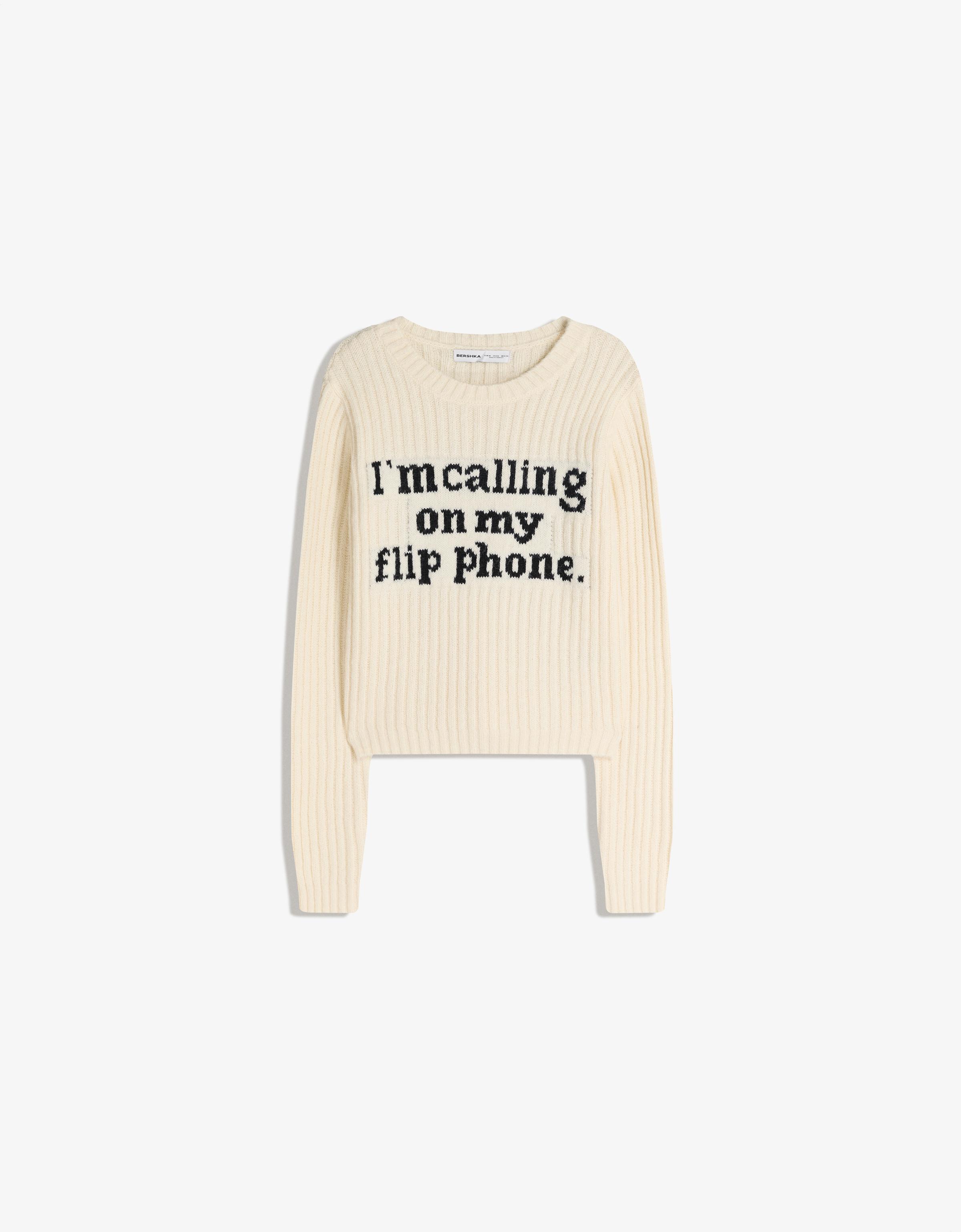 Printed knit jumper — Cream