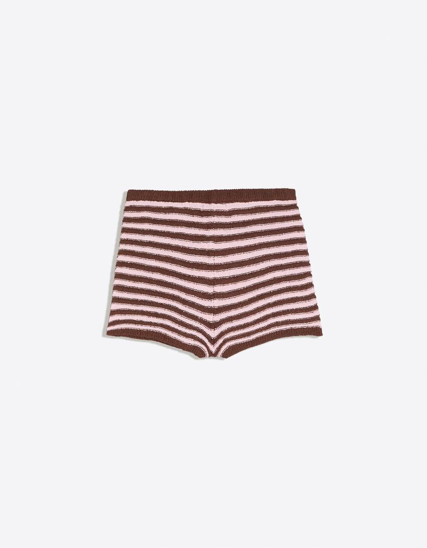 Short en maille rayée-Vert