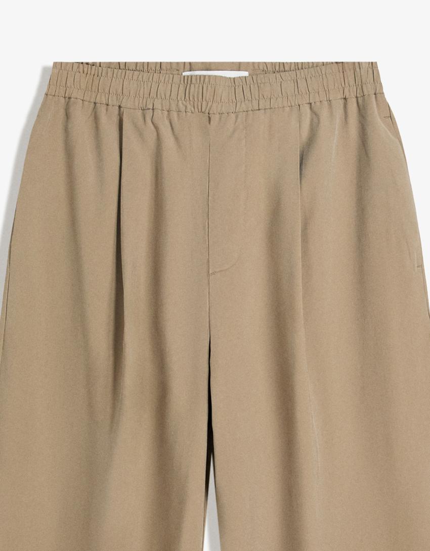 Calças baggy jogger-Bege escuro