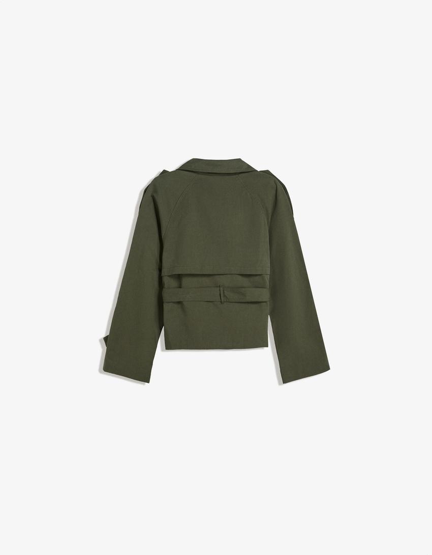 Cazadora trench corta-Kaki