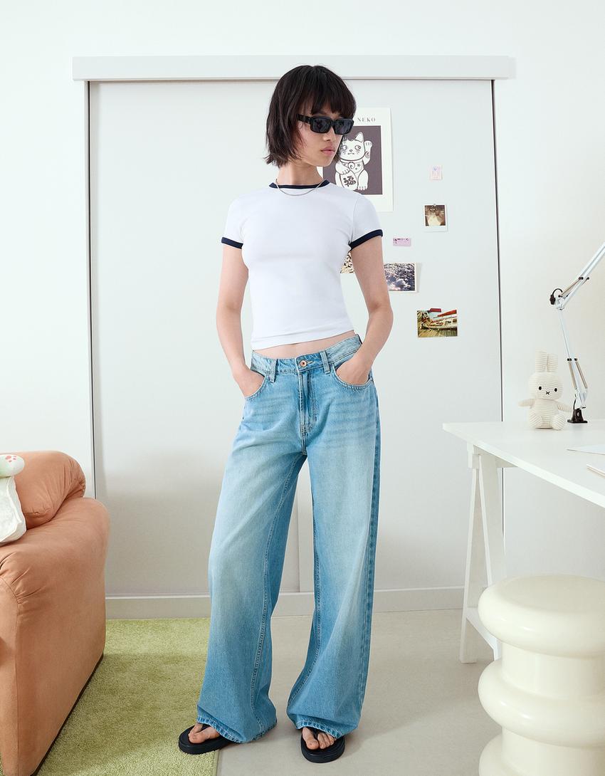 Wide-leg jeans-Light blue-0