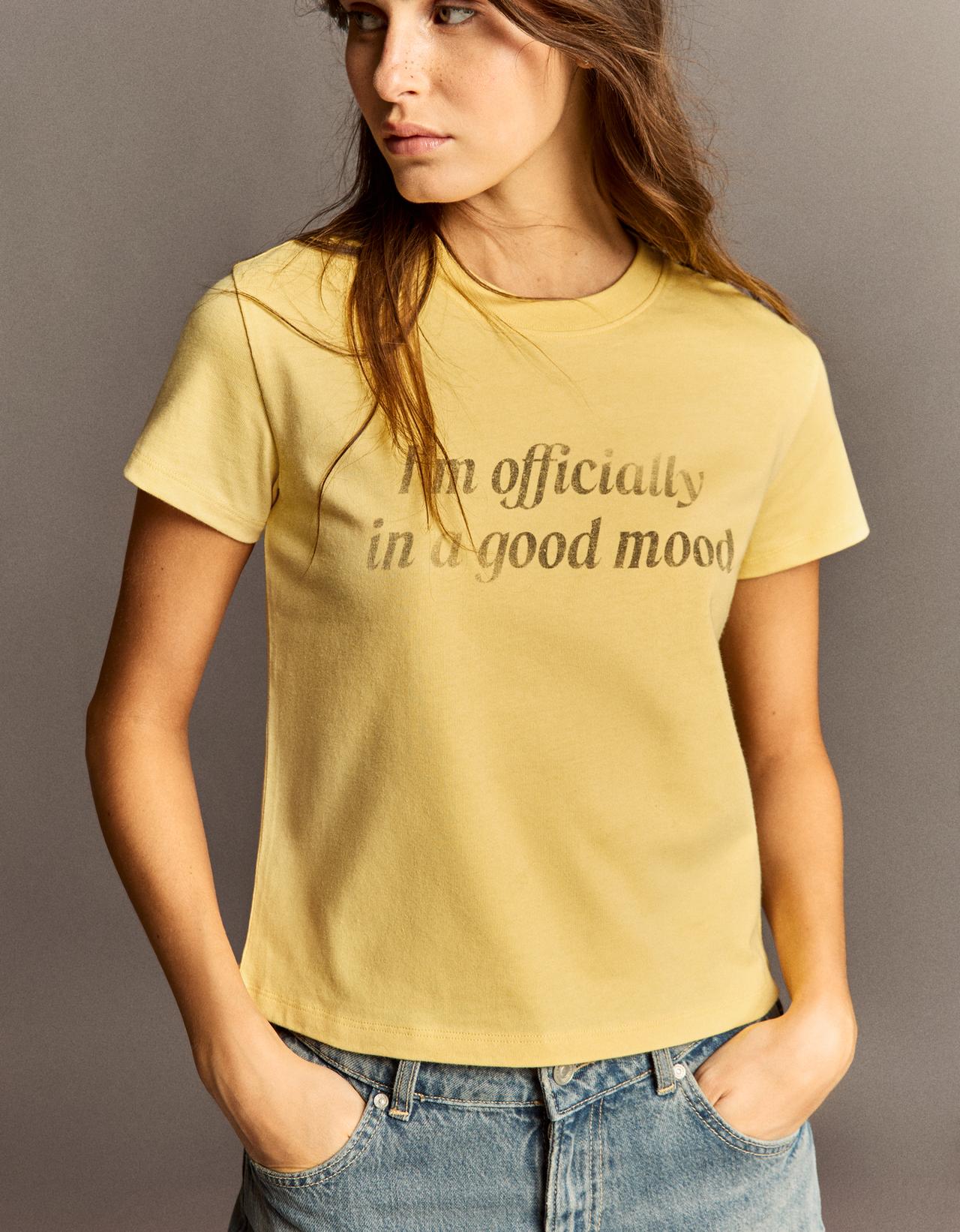 Short sleeve print T-shirt — Yellow
