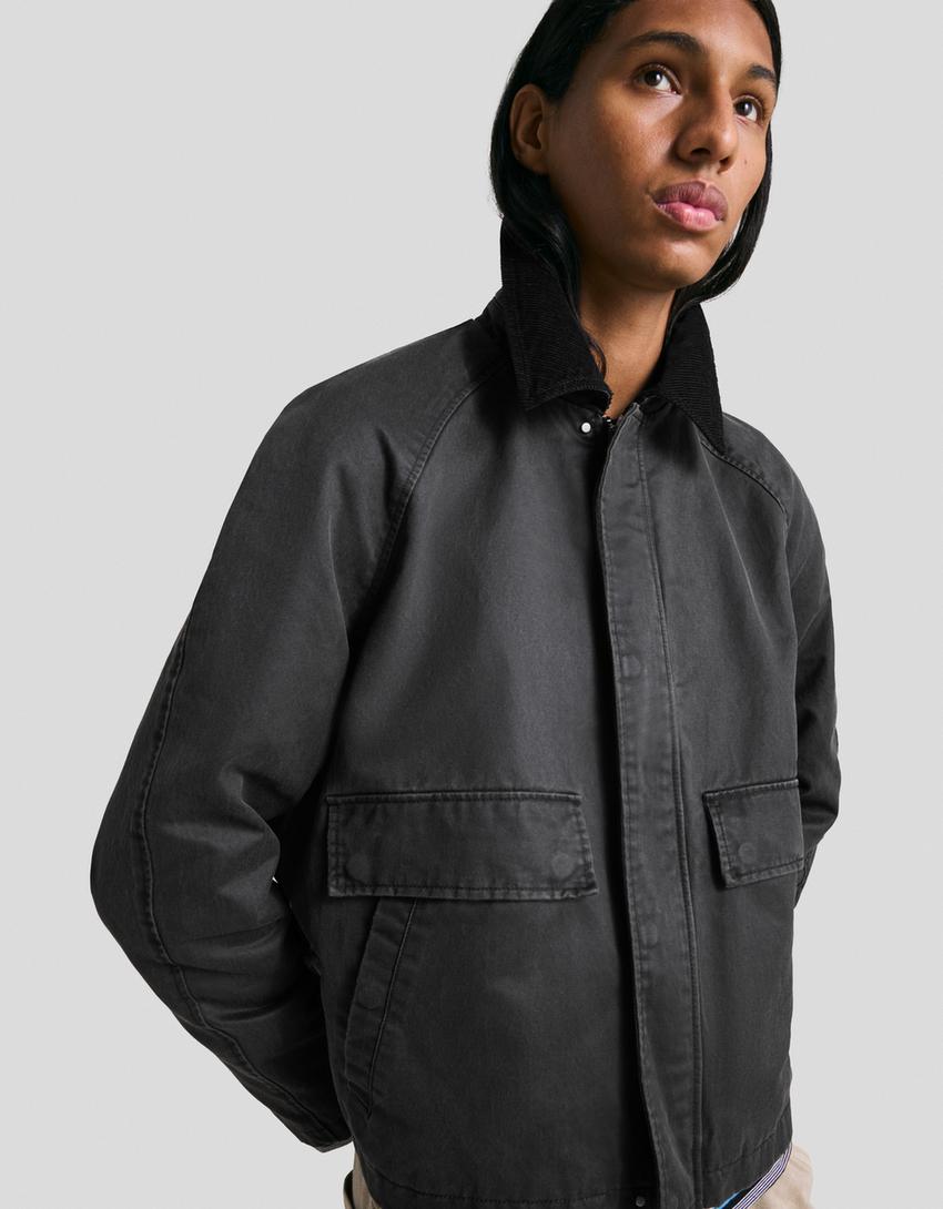 Waxed-effect jacket-Black
