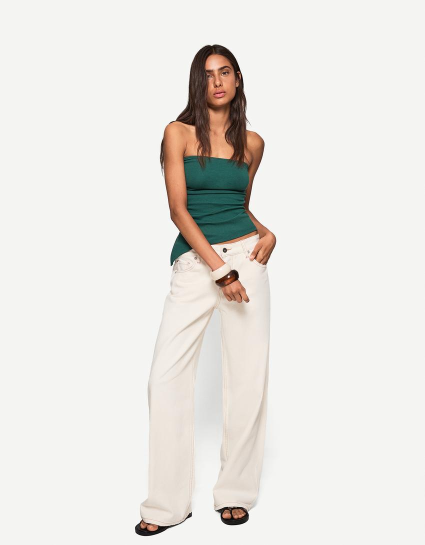 Top bandeau froncé-Vert-0