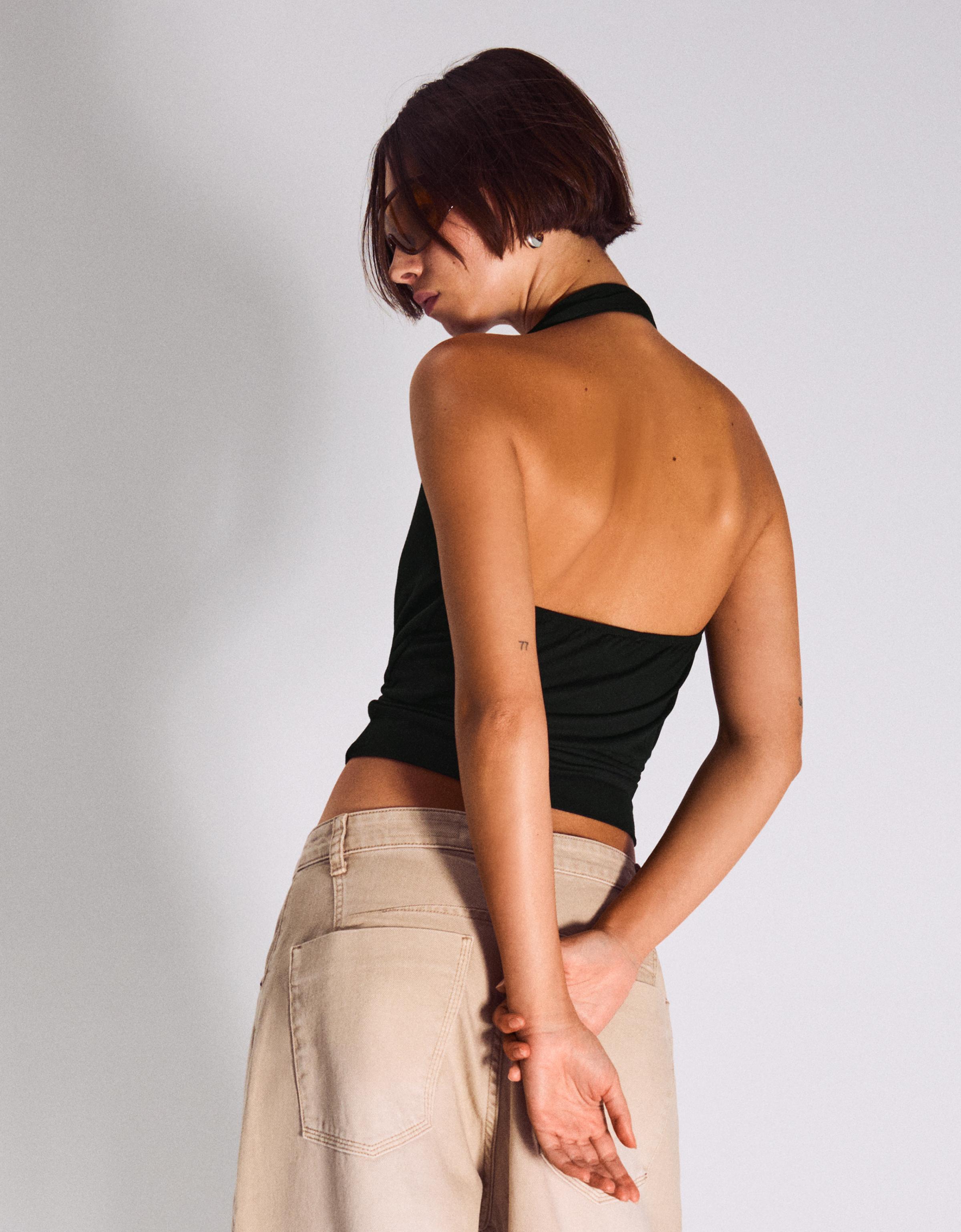 Kruvaze büzgülü peplum top - Görsel 48