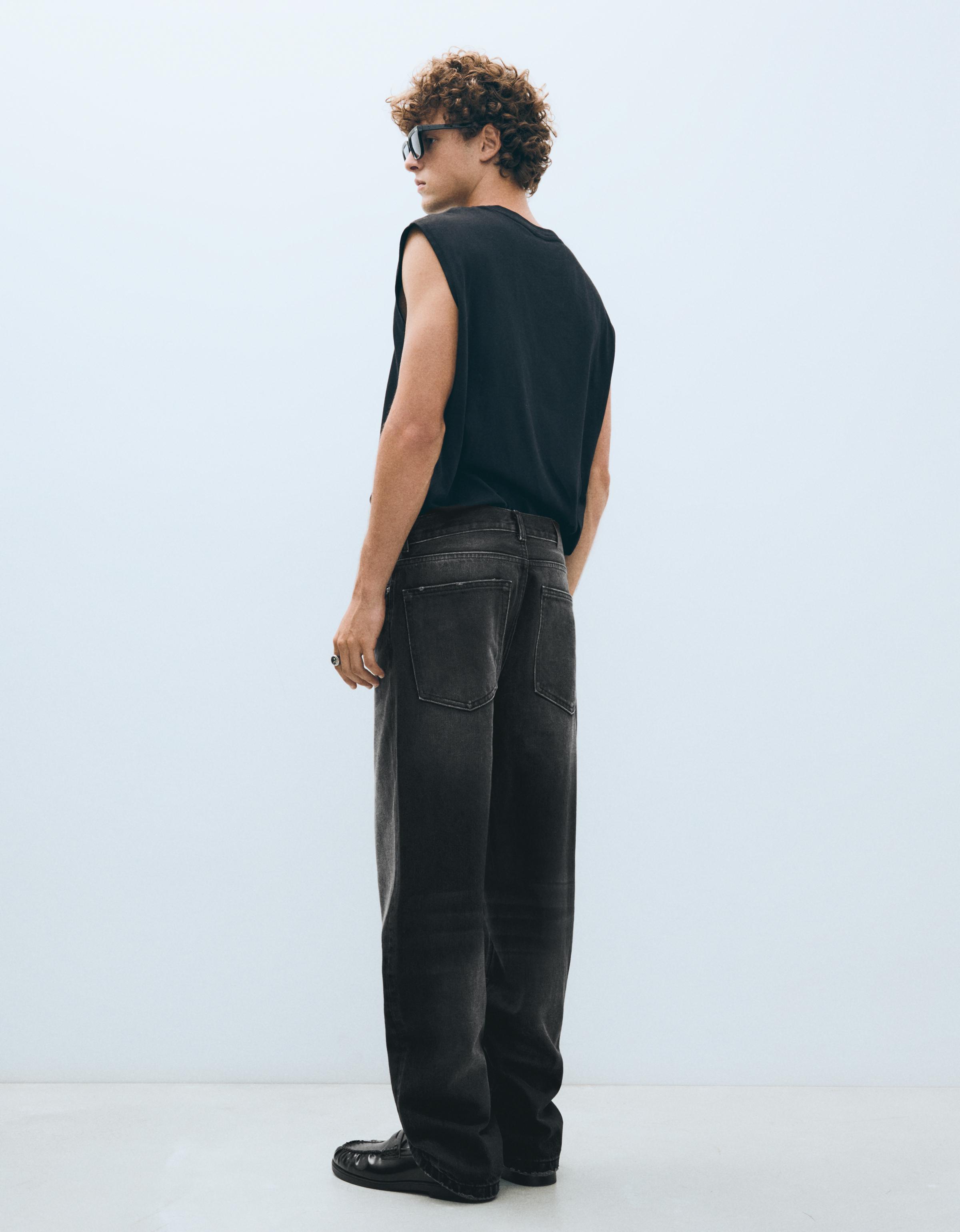 Straight wide-leg jeans — Black