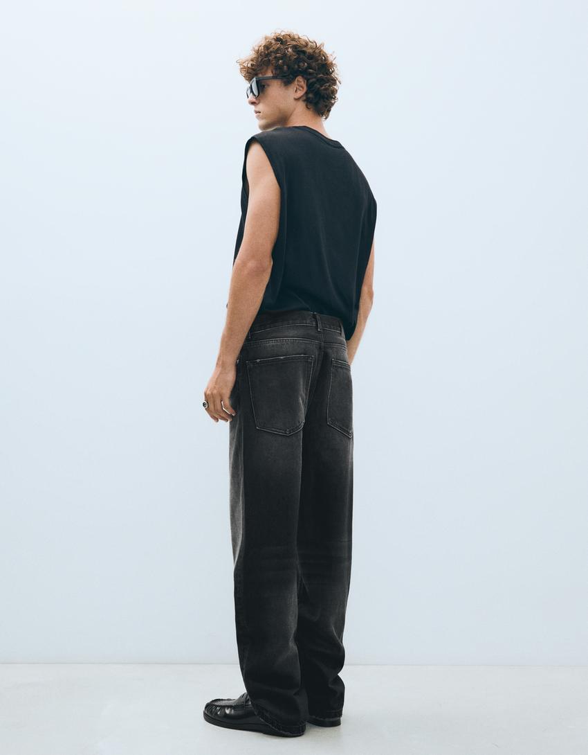 Jeans straight wide-Negro