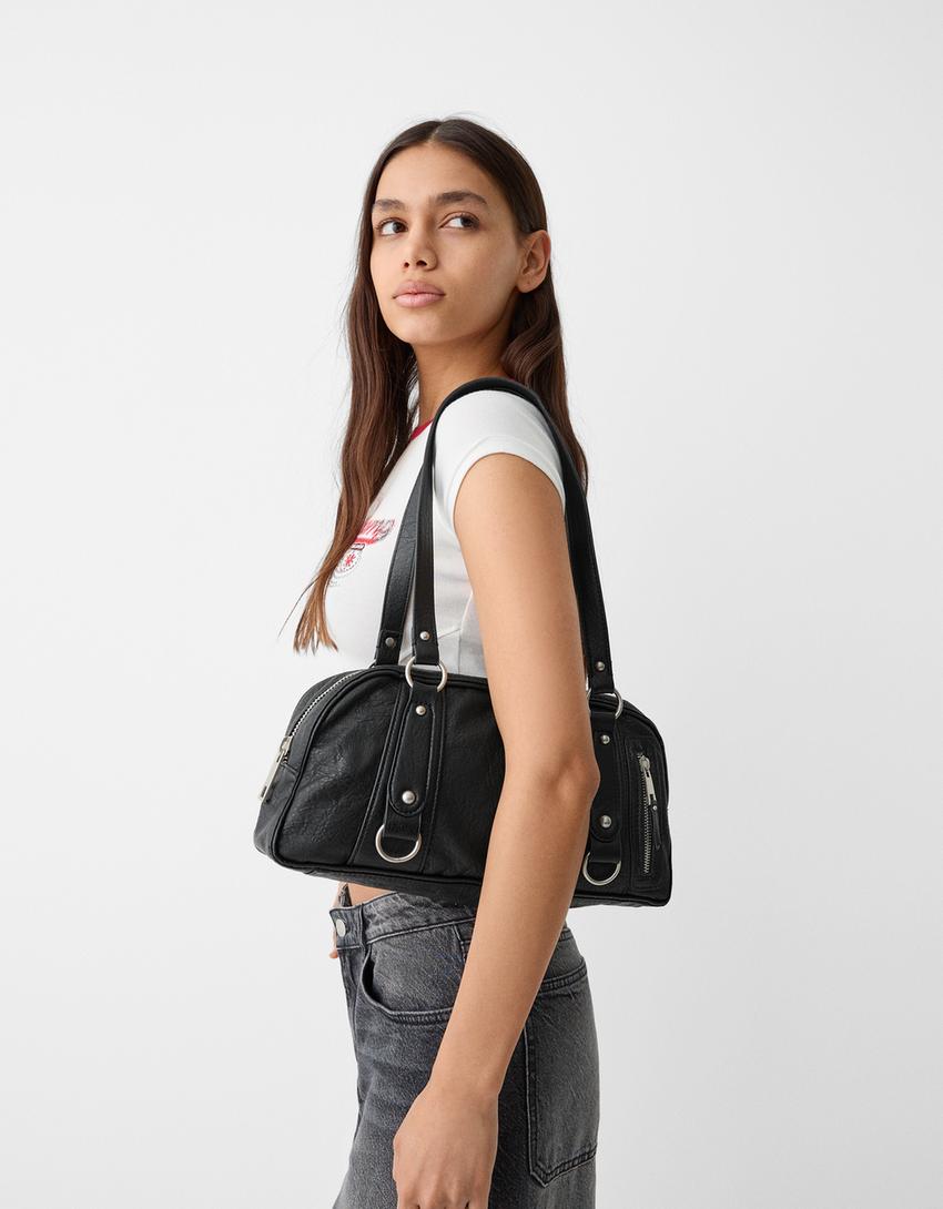 Faded-effect bowling bag-Black