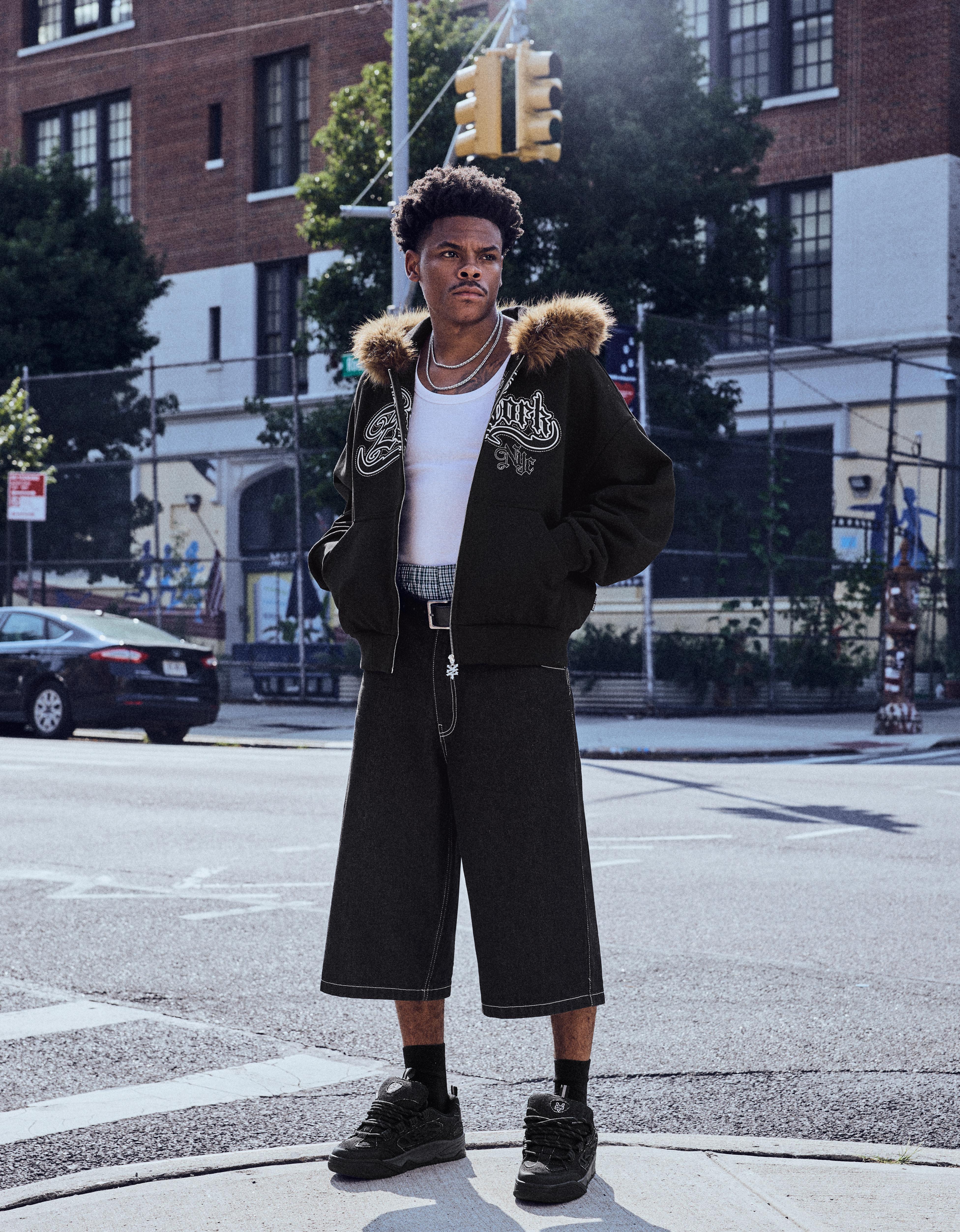 ZOO YORK X BERSHKA hooded fur jacket — Black