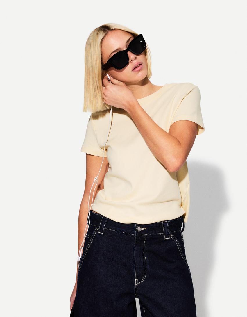 T-shirt à manches courtes heavy cotton-Beige
