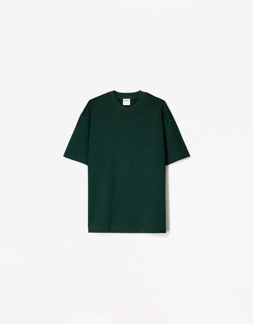 Short sleeve plush T-shirt-Green-4