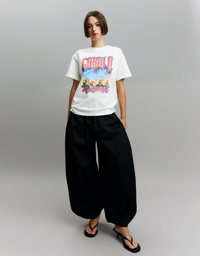 Cardi B. print short sleeve T-shirt-Off white