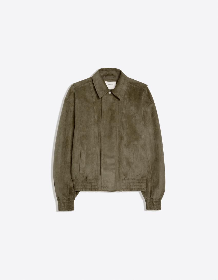 Jaqueta faux suede-Cáqui